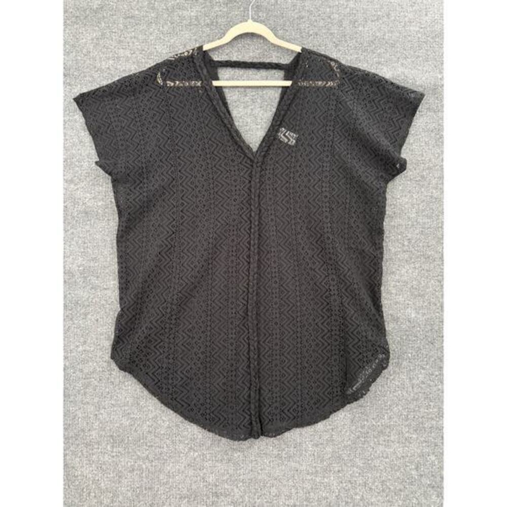Time & Tru Womens Black Crochet Swim Coverup Sz M Beach Witchy Fairy Whimsigoth